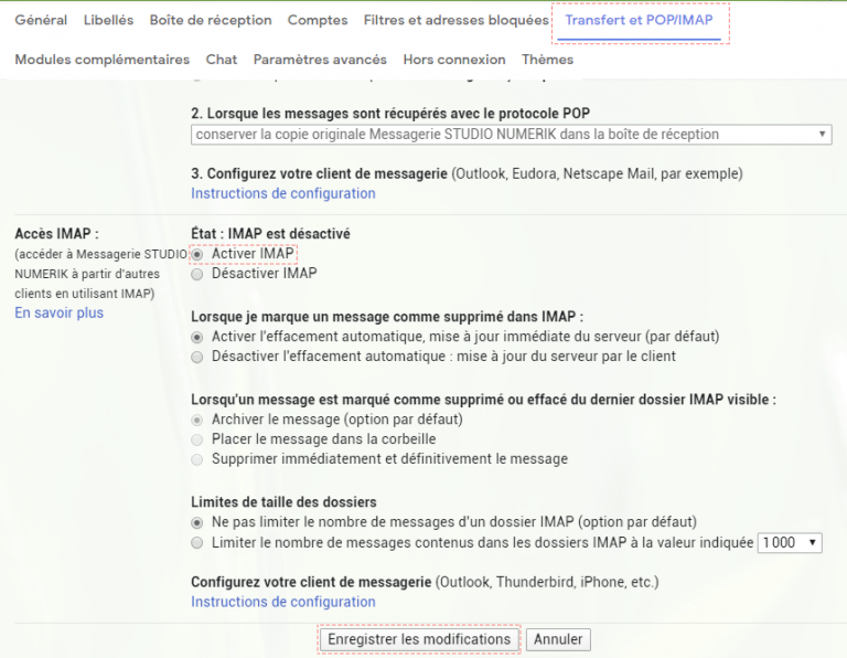 Serveur De Messagerie Imap.gmail.com Ne Repond Pas
